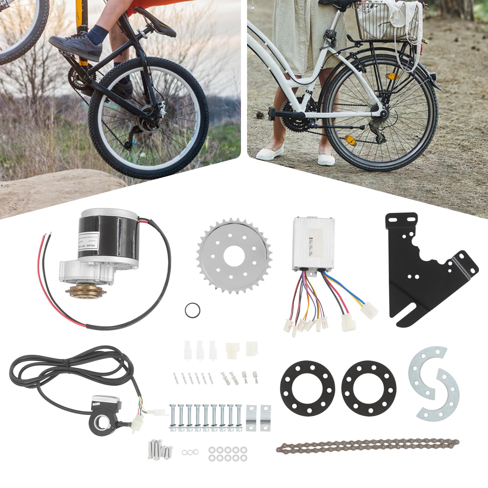 Kit de conversion de moteur de vélo électrique 350 W 24 V 3300 tr/min - Moteur à brosse réglable en cuivre pur - Kit de conversion pour vélo électrique - Roue arrière/avant - Kit de conversion