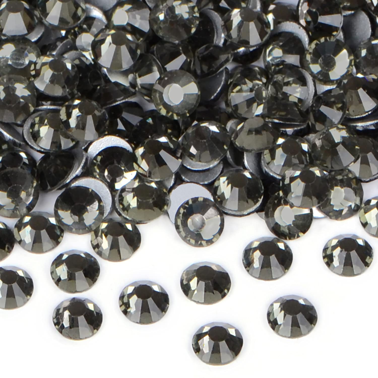 2880PCS Art Nail Rhinestones Non Hotfix Glue Fix Round Crystals Glass Flatback for DIY Jewelry Making with one Picking Pen (ss4 2880pcs, Black Diamond)