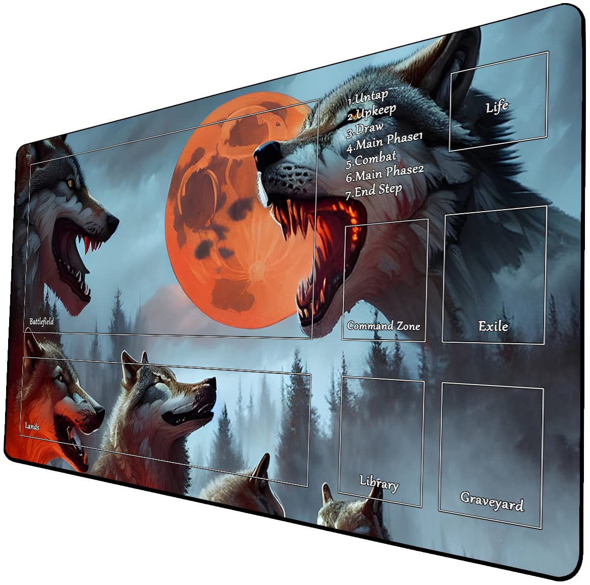 AI Painting TCG Playmat - MTG Trading Card Game Mat with Zone, 24x14 Inches Original Playmats, Smooth Surface for Rubber Collection - Dark Fantasy Cool Design 141