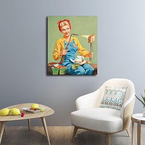 Miniatura 4 de KazUp Póster de la década de 1940 con diseño de Rosie Welding Lunch con diseño moderno para el aula, cocina, dormitorio, sala de estar, oficina,