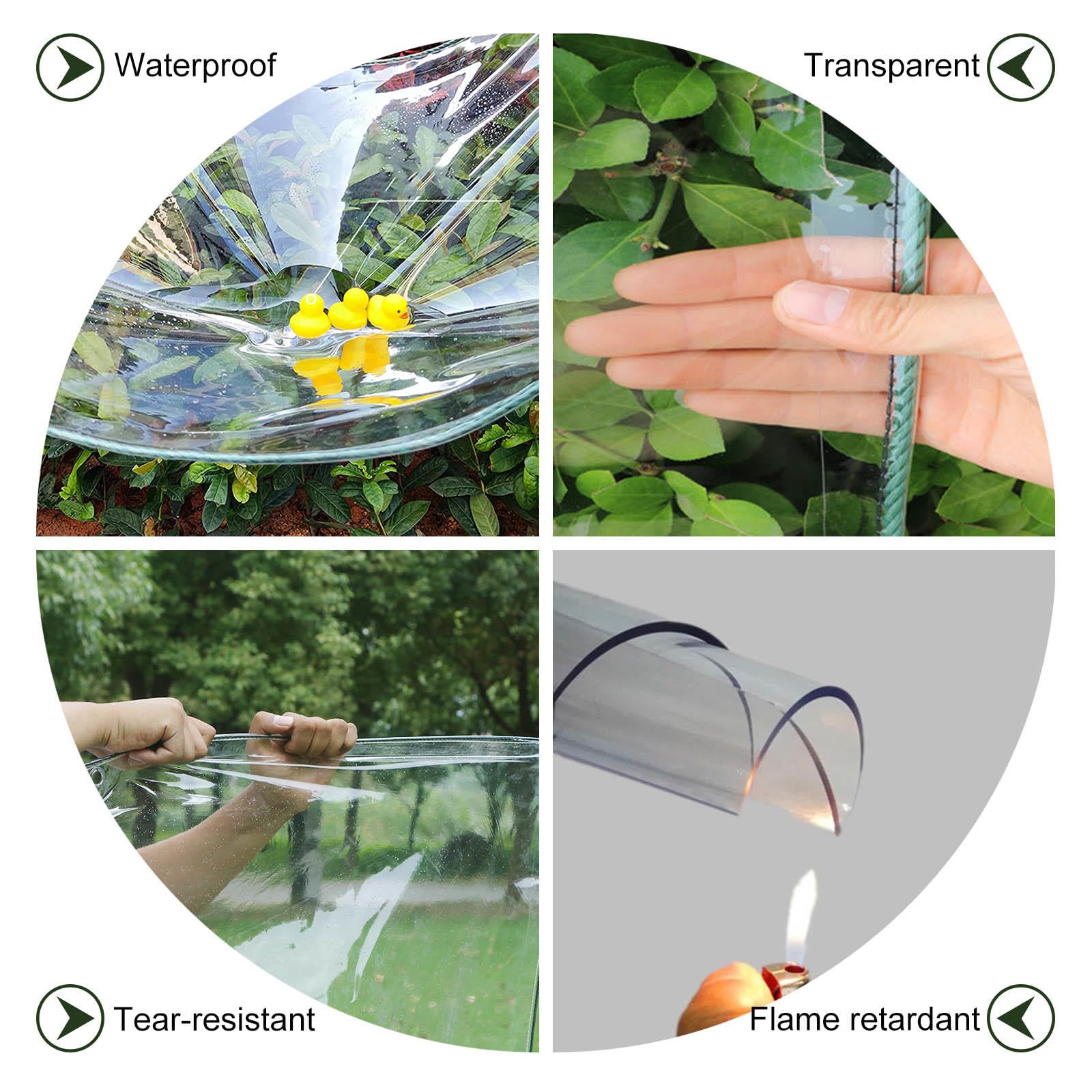 Transparente PVC-Planen-Vorhänge mit Reißverschluss-Tür für Outdoor-Pavillon, 2 x 2 m, strapazierfähig, transparent, Outdoor-Pavillon-Vorhänge mit Reißverschlusstür, wetterfest und langlebig, Terrasse