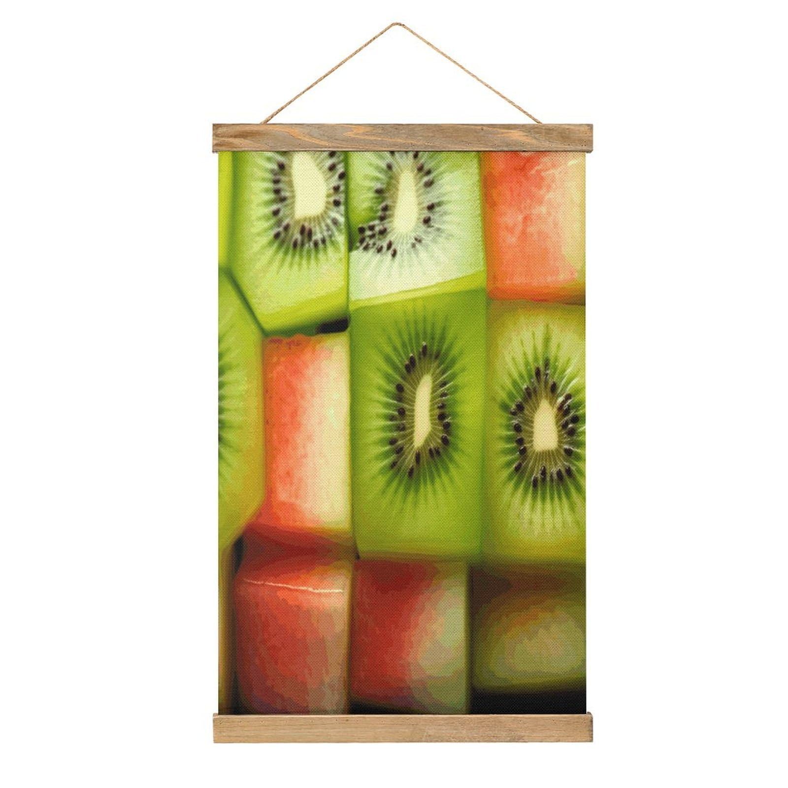 JTREHY Kiwi Watermelon Linen Hanging Painting Vintage Poster Wall Art Prints Personality Style Wall Hanging Poster for Living Room Office Bedroom Decor Frame 13.2 X 20.47 Inch
