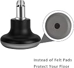 Bell Glides Replacement Office Chair Swivel Caster Wheels to Fixed Stationary Castors, Short Profile with Separate Self Adhesive Felt Pads Black 5pcs