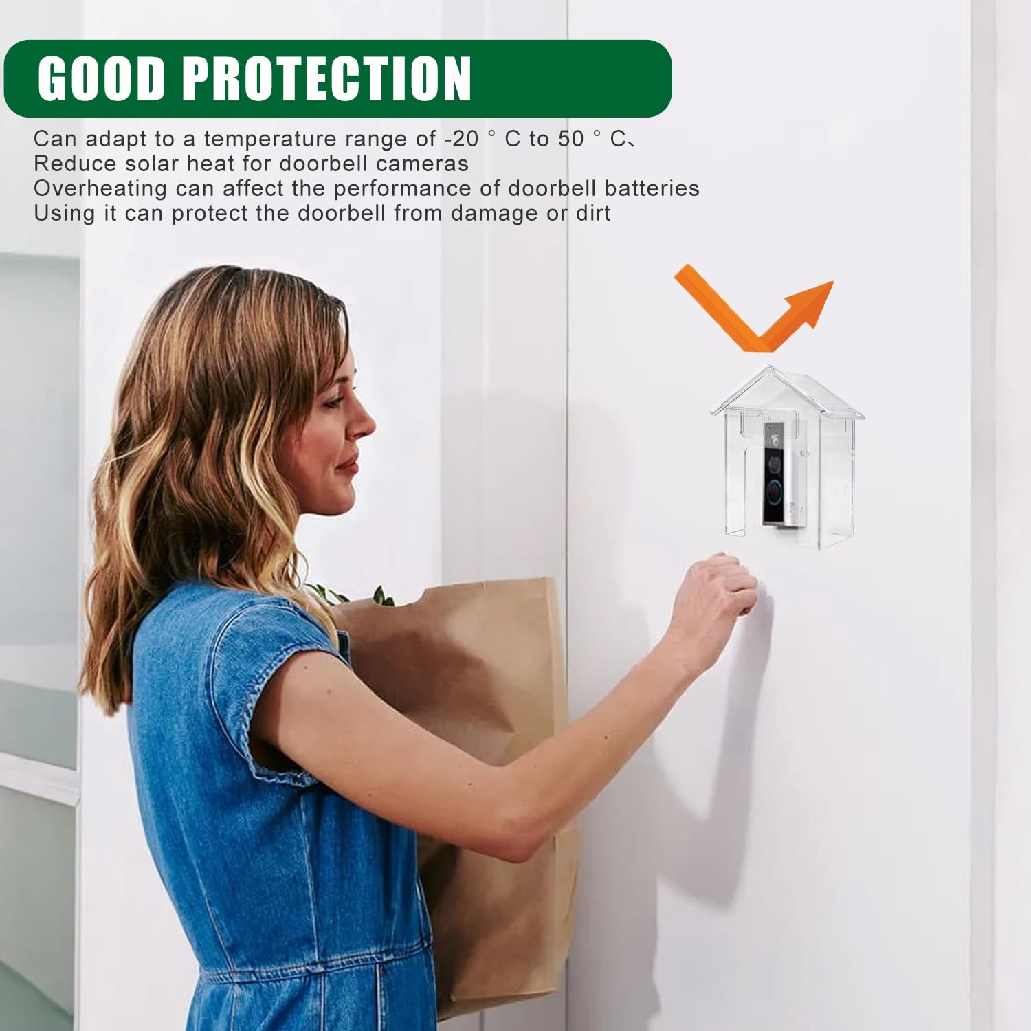 Copertura Impermeabile per Campanello Senza Fili Esterno, 2 Pezzi Campanello Copertura Protettiva Trasparente, Coperture Parapioggia Adatto per Tutte le Condizioni Atmosferiche (10x7x4 cm)