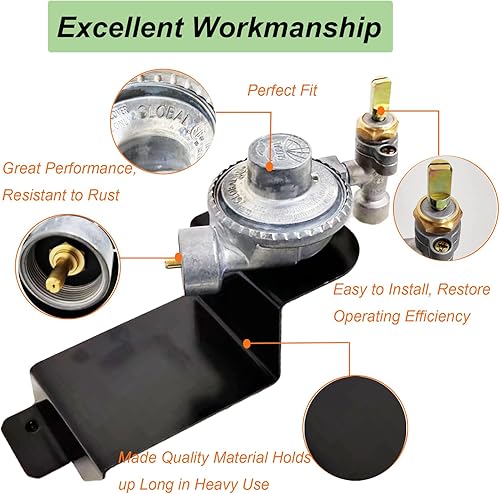 Miniatura 3 de 80477 Regulador de válvula de parrilla de gas compatible con parrilla de gas Weber Q100Q120 Series 516002, 516501, 386001, 386002, conjunto de