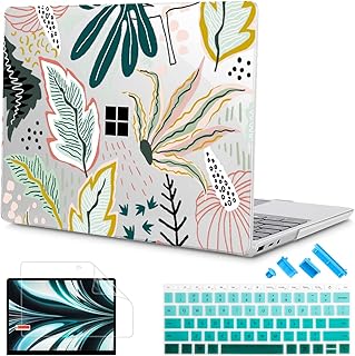 Tuiklol Case for 13.5 Inch Microsoft Surface Laptop 5/4/3 Releases with Metal Palm Rest, Plastic Hard Shell Case with Screen Protector and Keyboard Cover +Dust Plugs Model 1951/1868, Tropical Plants
