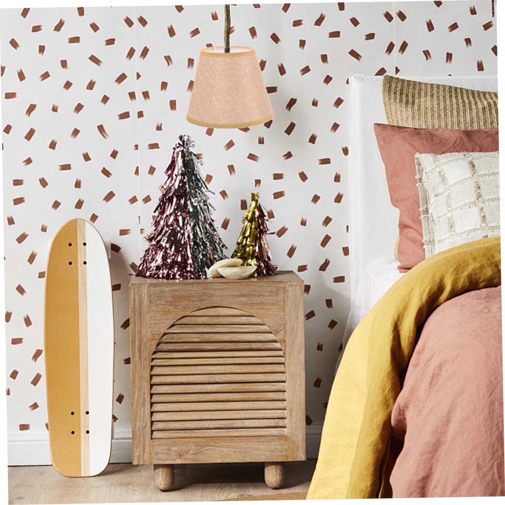 DOITOOL Elegant Drum Lamp Shade Fabric Lamp Shades for Boys and Girls Small Brown