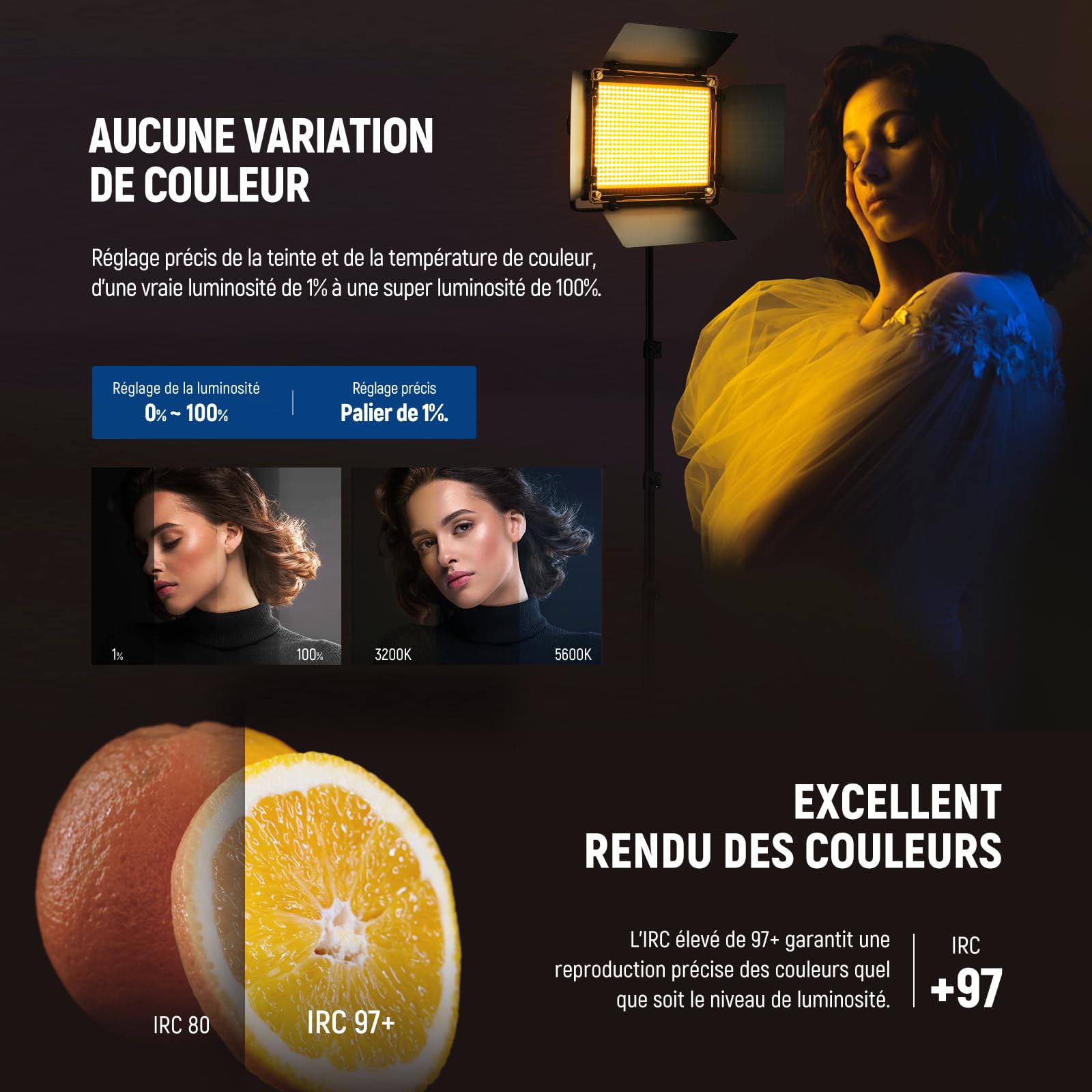 NEEWER Lampe de Studio vidéo LED RGB améliorée avec trépied, contrôle par Application, 50W 7000lumens IRC97+ 3200-5600K, Panneau Lumiere Photo à intensité Variable, kit d'éclairage, RGB660 Pro II