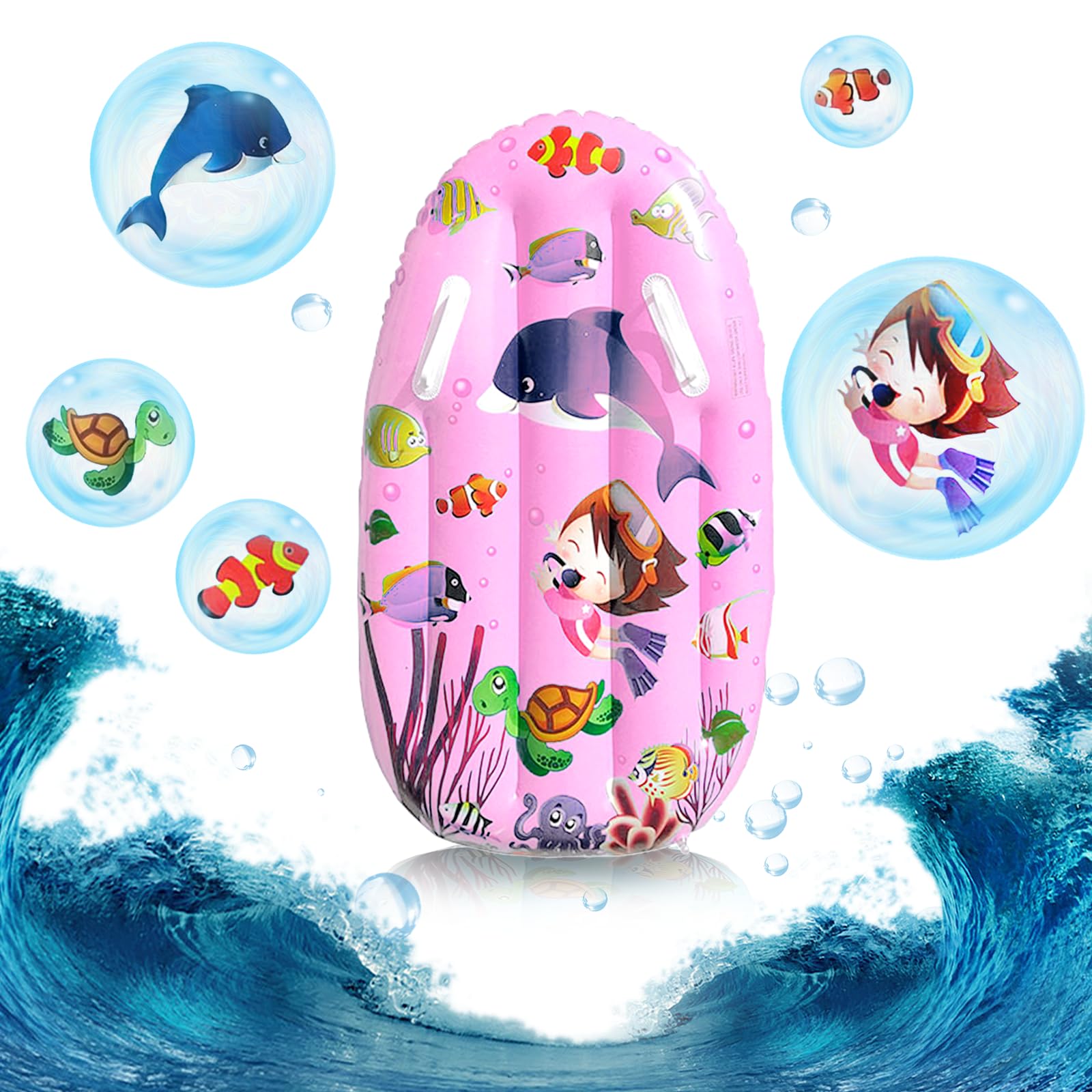 Tabla Surf Niños Playa, Hillylolly Bodyboard Inflable, Tabla Bodyboard Niño Asas, Tabla de Surf Flotante, Tabla de Surf Hinchable, 94 x 54 CM, Adecuado para Adultos y Niños Mayores de 6 Años