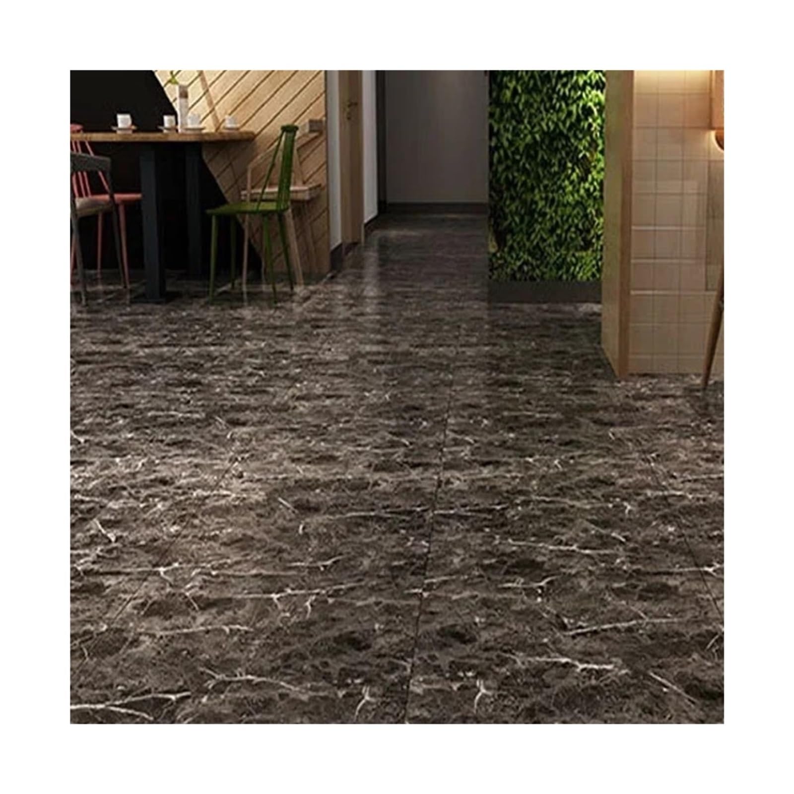 Bangha Marble Brown Vinyl Flooring Self Adhesive Floor Planks 12Pcs Imitation Marble Wall Stickers Self-Adhesive Floor Waterproof Bathroom Living Room Decoration Decals 30 * 30Cm(Marble Brown)