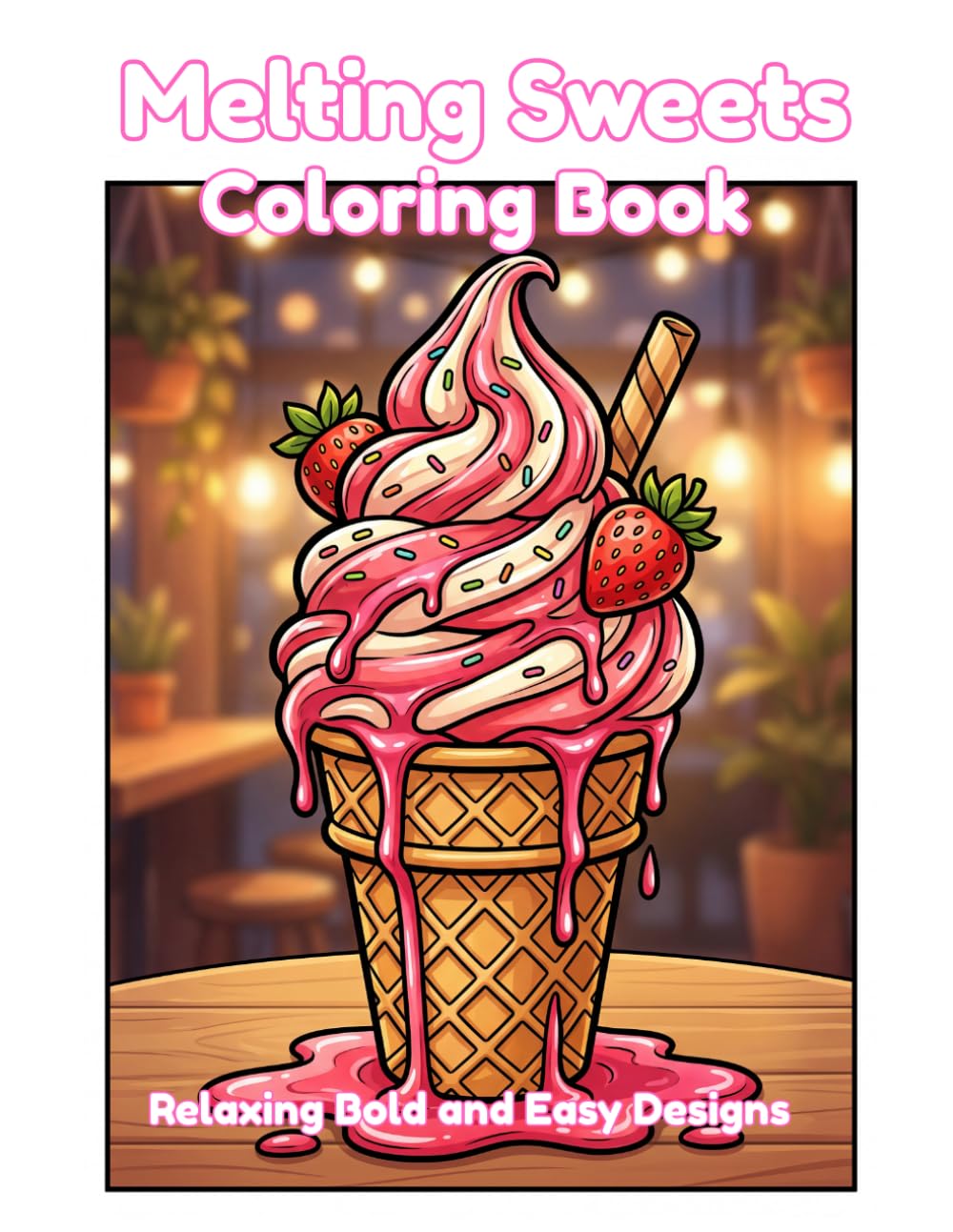 Melting Sweets Coloring Book: Relaxing Bold and Easy Designs Featuring Satisfying Desserts for Stress Relief