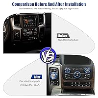 Vista 5 de Voodonala Para Dodge RAM Aire Acondicionado Faro Interruptor CD Perilla Trim para Dodge RAM 2013-2017 Aluminio 5pcs Azul