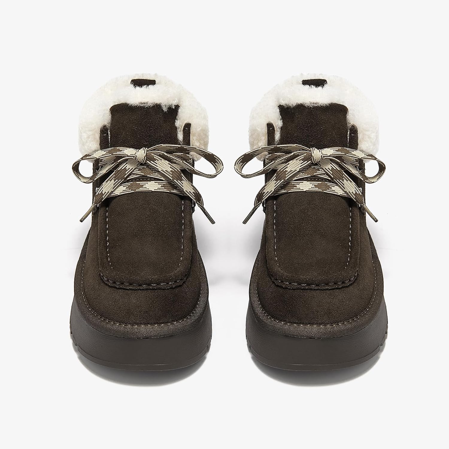 BEAU TODAY Womens Winter Snow Boots, Fur Lined Ankle Booties for Women Warm Boots, Chunky Platform Lace-up Boots Shoes Suede Leather Non-slip Warm Winter Shoes - Image 7