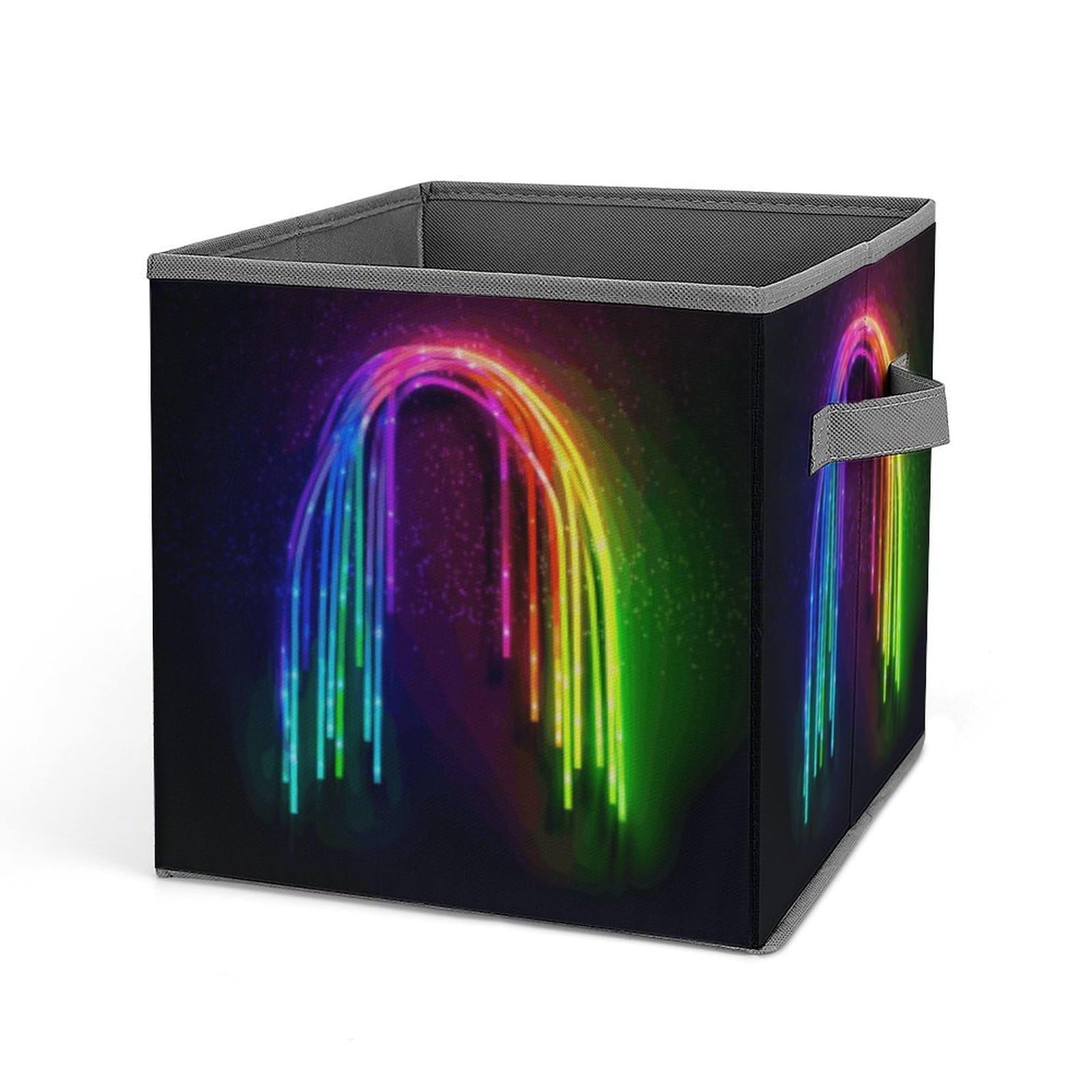 JTREHY Rainbow Neon Storage Bins Sturdy Large Capacity Folding Sorting Boxes Convenient Stable Storage Box Collapsible Fabric Storages Cubes Organizer with Handles