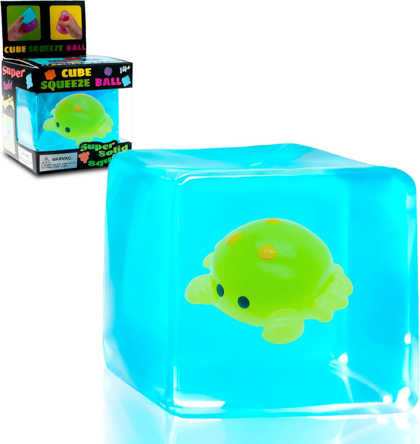 Fidget Squishy Stress Cube Toys, Glow in The Dark with Cute Crab, Stress Relief Toy for Kids & Adults Holiday Presents, Gifts for Halloween and Christmas