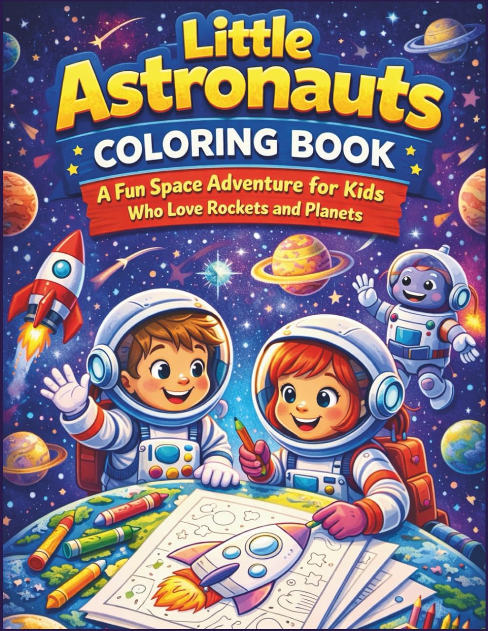 Little Astronauts Coloring Book: A Fun Space Adventure for Kids Who Love Rockets and Planets