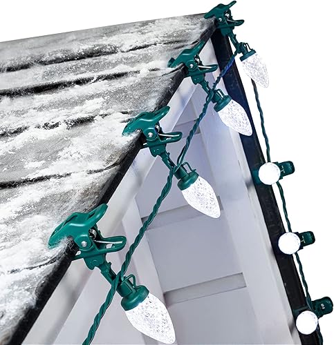 Luces LED C9 de Navidad para exteriores, 66 pies, 100 luces LED de fresa con 100 abrazaderas de resorte, grado comercial, impermeable, extensible, disponible en Yaxa Peru