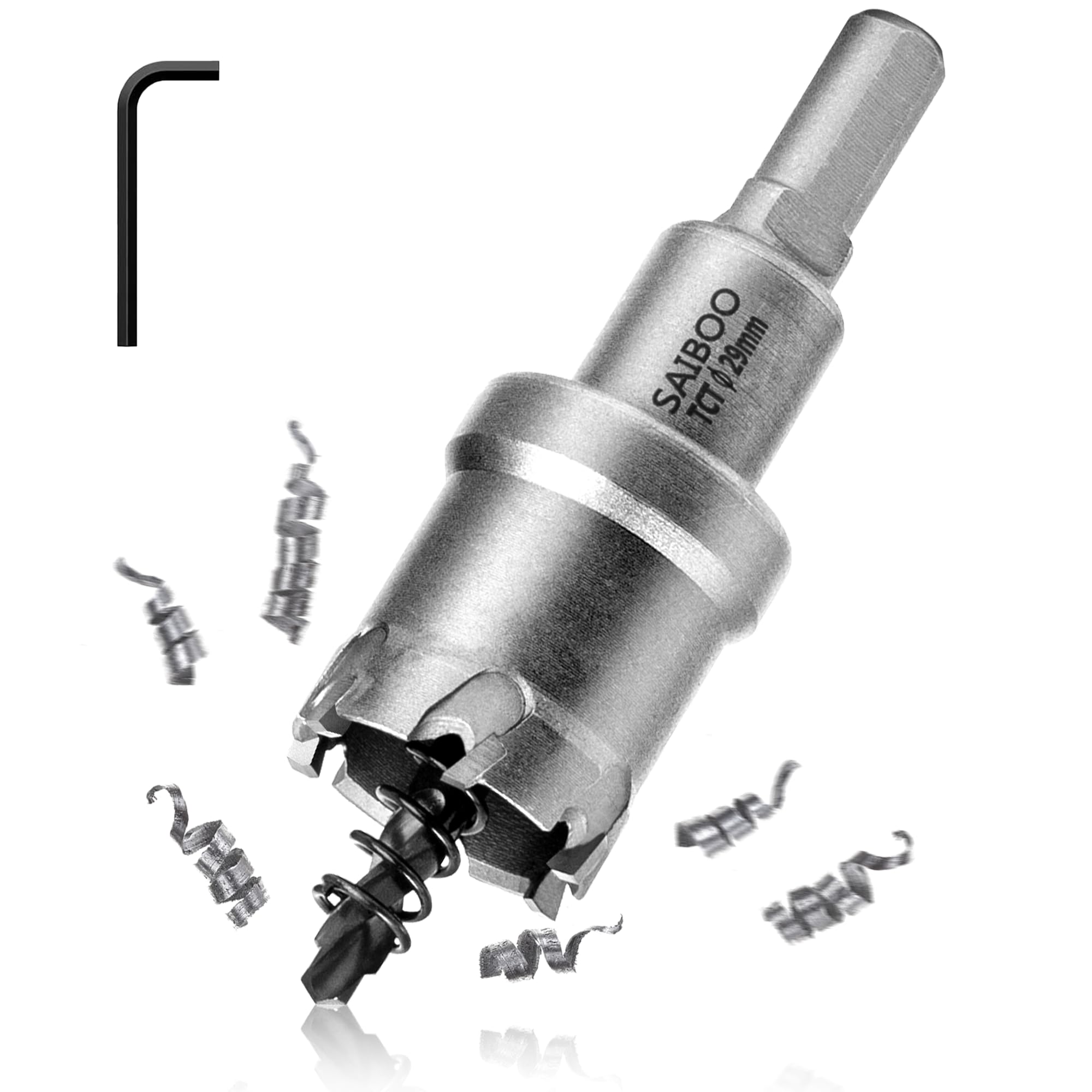 SAIBOO Hole Saw Carbide Drill TCT Metal Hole Saw Drill TCT Drill Hole Saws with Pilot Drill for Holes in Stainless Steel, Mild Steel, Alloy, Iron, Aluminum, Copper, Brass (29mm)