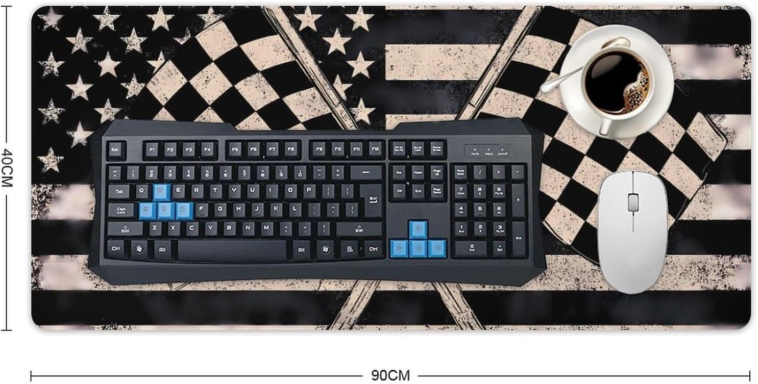 U.S.A. Racing Flag Desk Mat Gaming Mouse Pad Accessories Non-Slip 40x90cm image 2