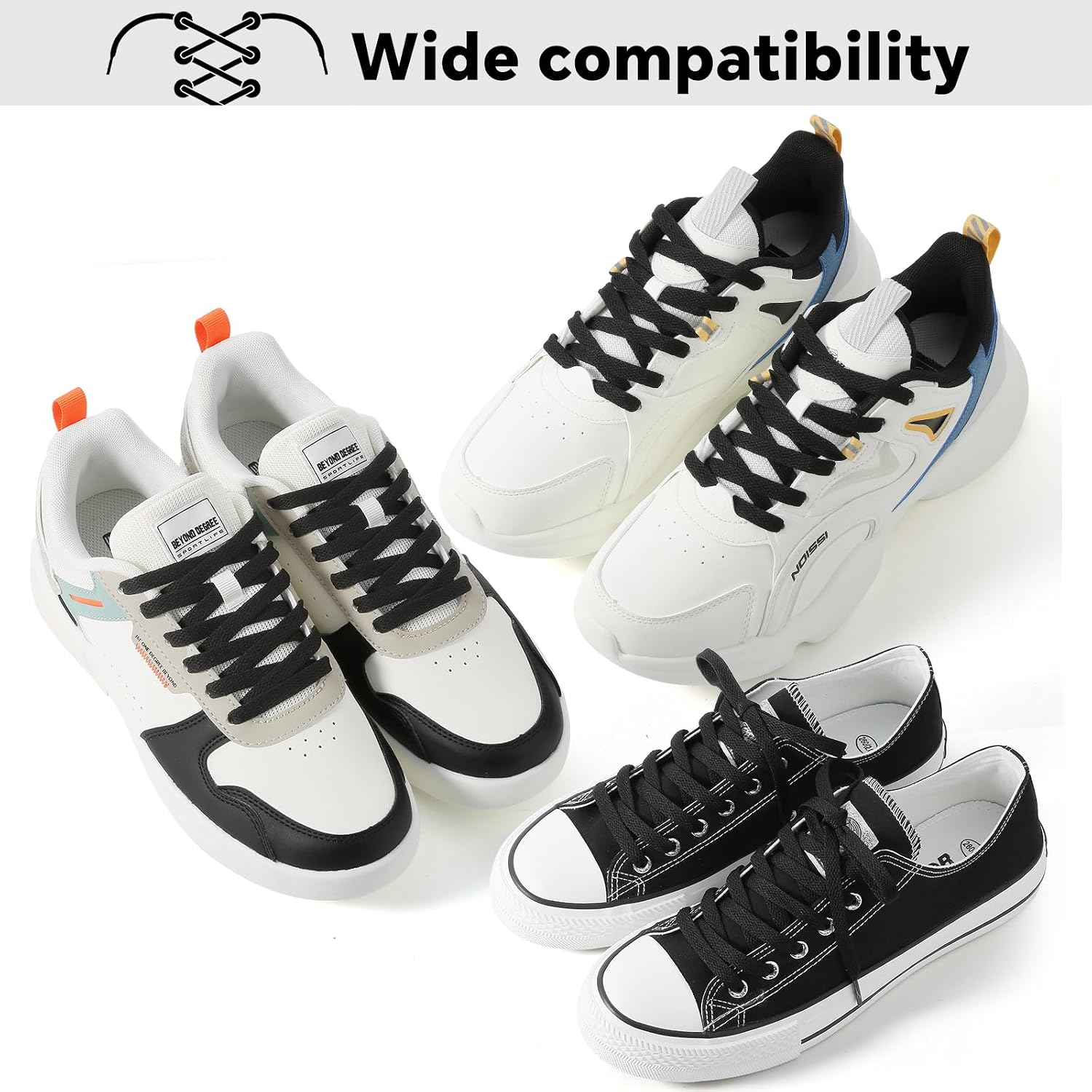1 Pair Flat Shoe Laces for Sneakers, 54" Shoelaces for Sneakers, 5/16” Wide Athletic Shoelaces for Replacement thumbnail