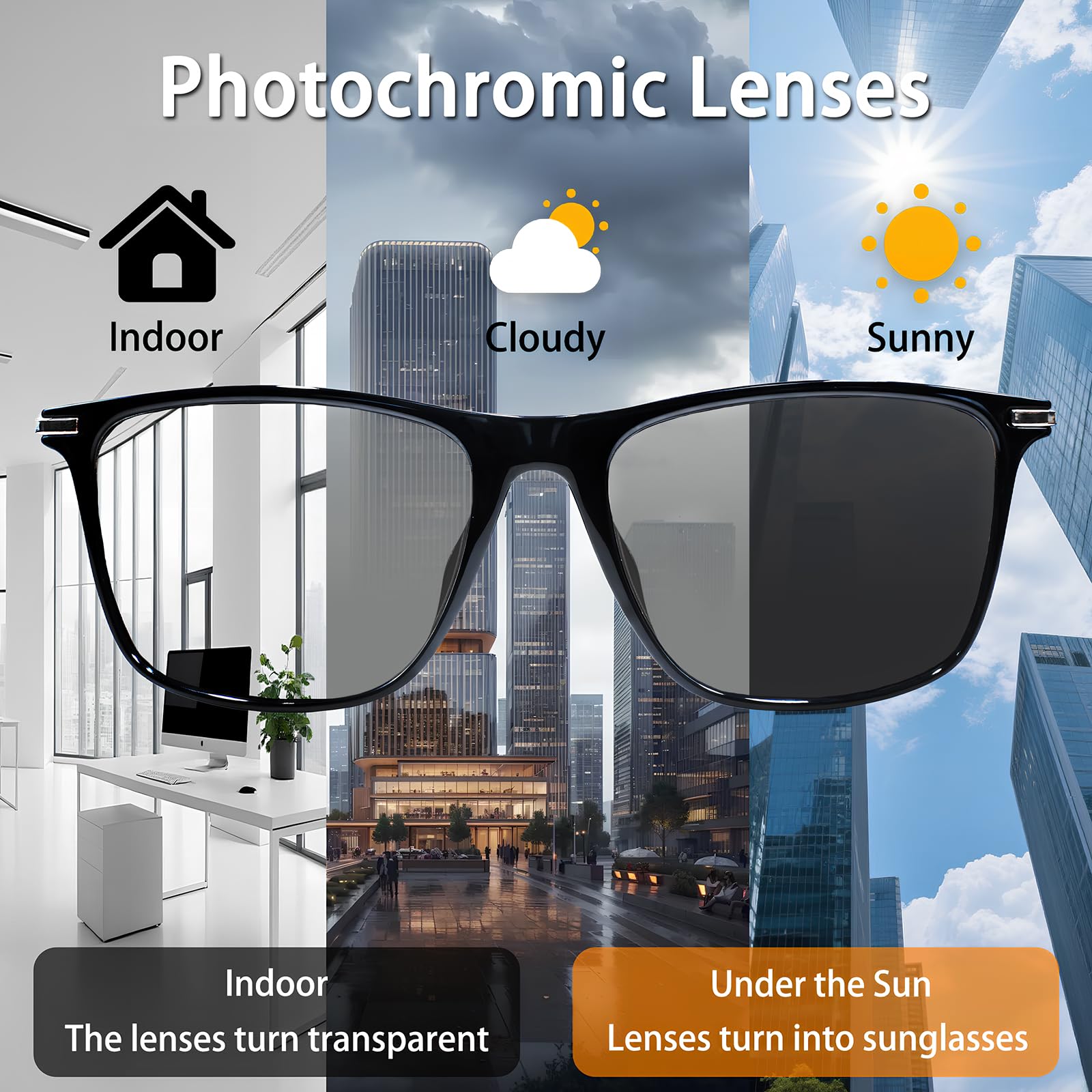 Gafas Inteligentes con Traductor de IA, Lentes Fotocromáticas, Gafas de Sol Polarizadas Bluetooth con Interpretación Simultánea, Audio Claro, con Más de 110 Idiomas para Hombres y Mujeres