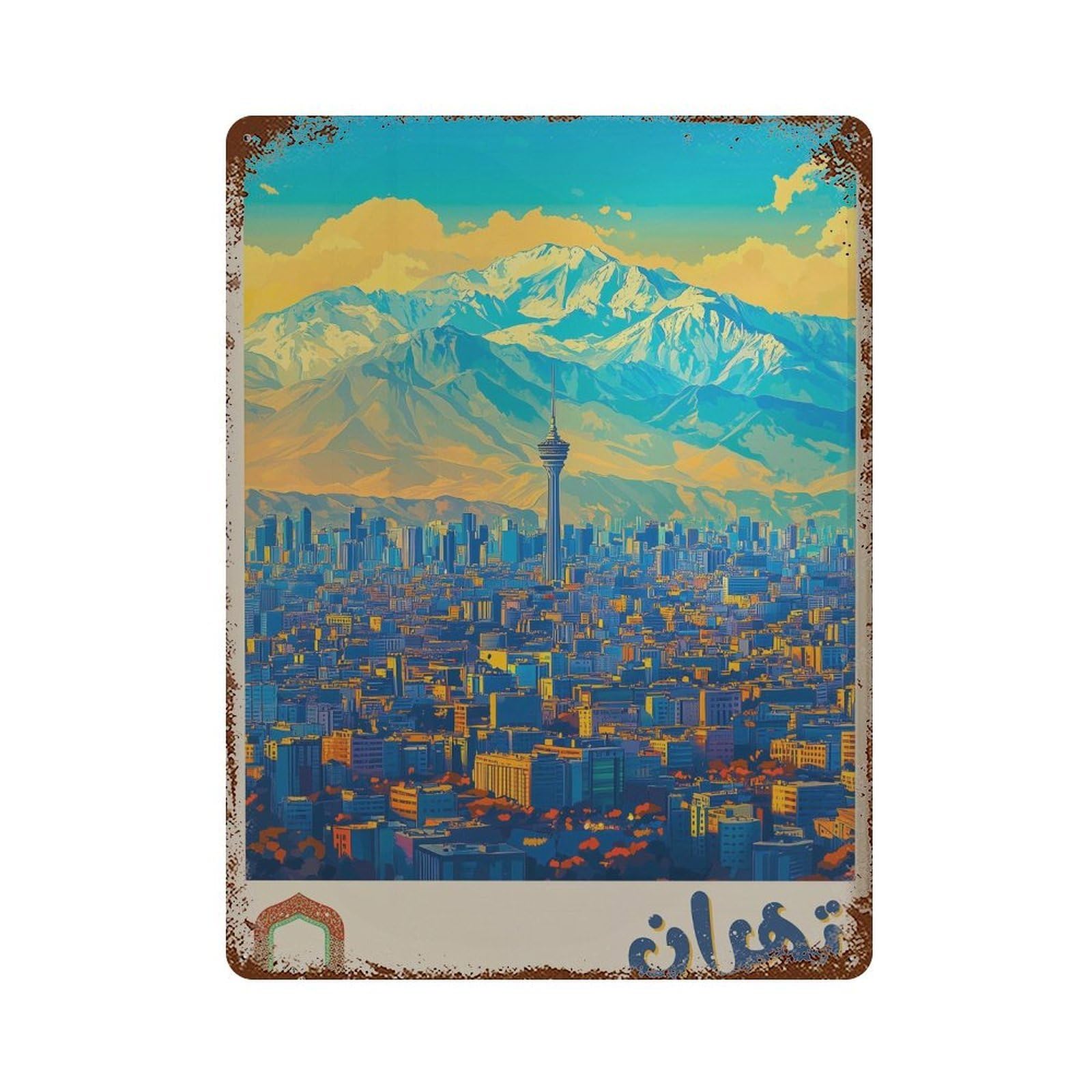 xiaoxiaoshen Tehran Travel Iran Middle East Decor in Arabic Wall Decor Art Metal Tin Poster Modern Home Decor Art Home Bar Shop Decorations Vintage Sign 40x30cm