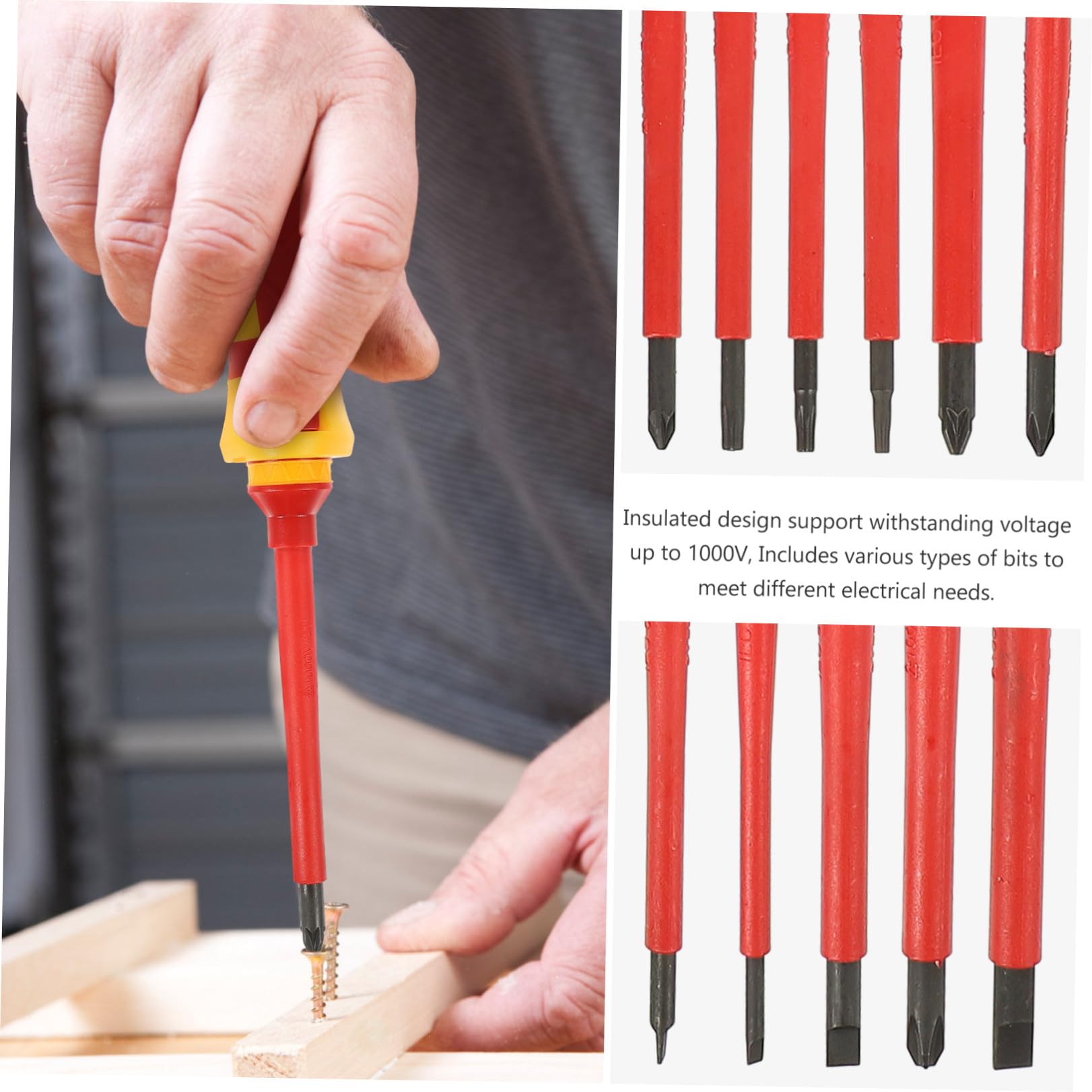 KALLORY Set Cacciaviti Isolati 1000v 13 Pezzi Vde per Elettricisti | Punte Magnetiche Slotted, Pozidriv a Stella, Acciaio al Vanadio Rosso, Custodia Inclusa