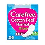 Carefree Cotton Feel Normal Aloe Fragrance Pantyhose (56 Pack), Protects Absorbent and Breathable Briefs with Pure Aloe Vera, for All Types of Panties
