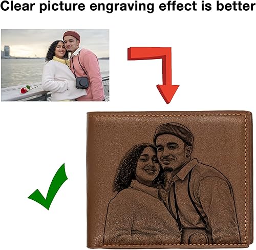 Miniatura 3 de Carteras personalizadas para hombres con imagen, cartera de fotos de cuero grabada personalizada para papá, hijo, marido, novio, amigo, día del