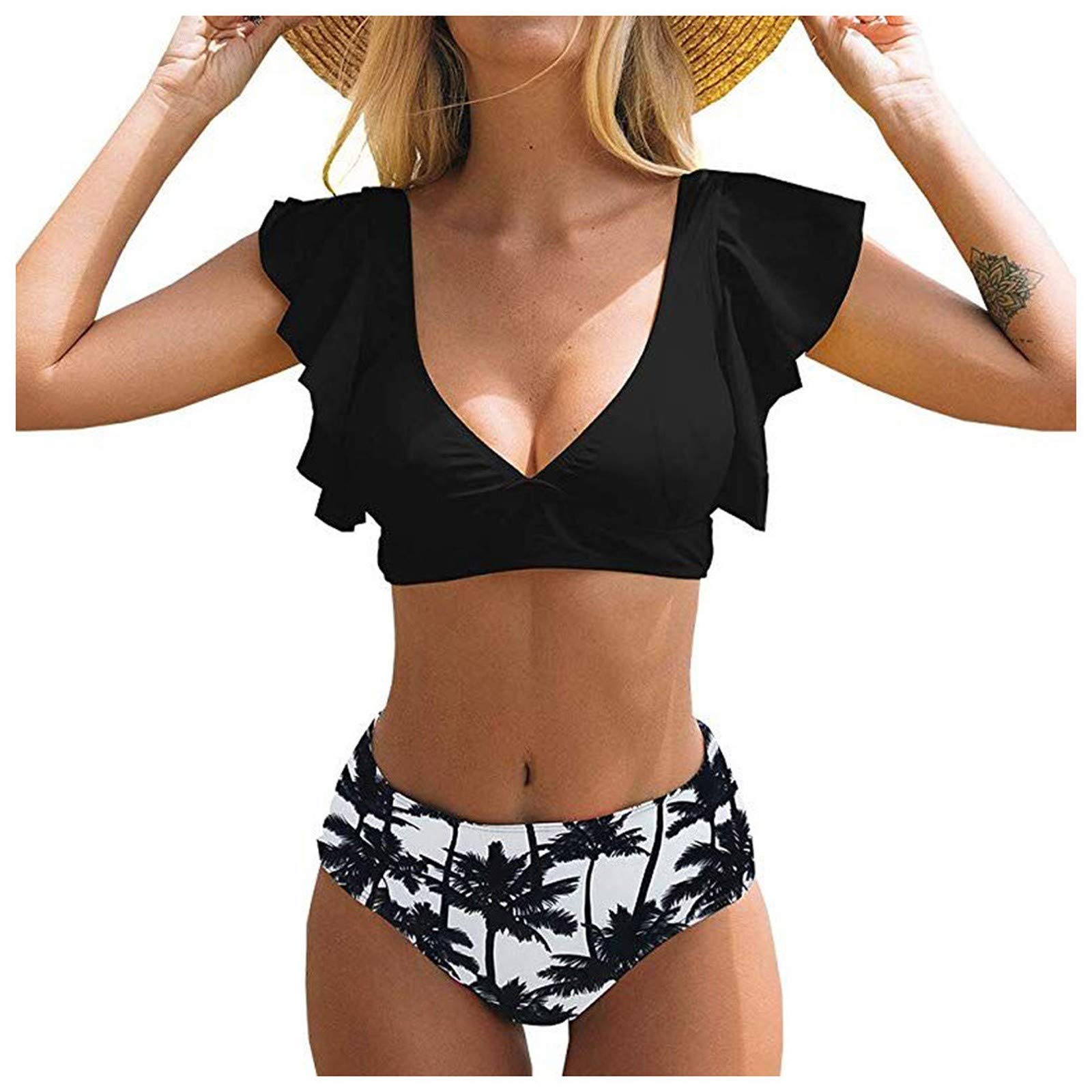 Genérico Conjuntos de Bikinis para Mujer Push Up Sexy Estampado Floral Conjunto Traje de Baño Bohemio Dividido BañAdores Bra Tops Ropa de Baño Verano Ropa De Mujer Tallas Grandes Bragas Bikini Mujer Reductora