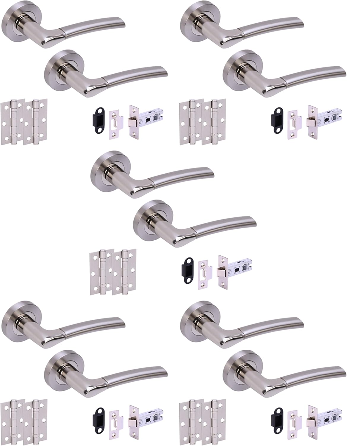 HANDLEZONE® 5 Sets Ursa Internal Door Handles on Rose Lever Latch Packs