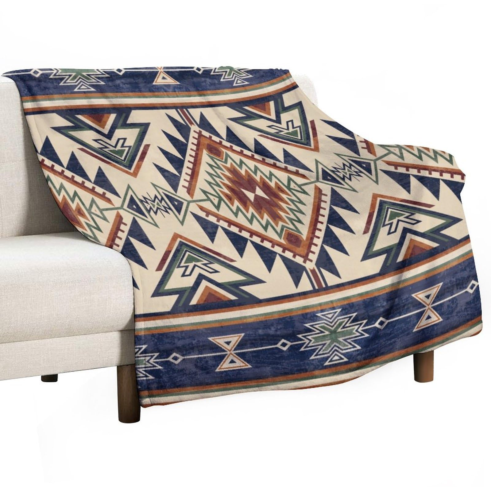 JanJCurt Native Throw Blanket, Southwest Tribal Aztec Pattern Vintage Abstract Ethnic Geometric Print Couch Sofa Bed Plush Throw Blanket 30"x40"