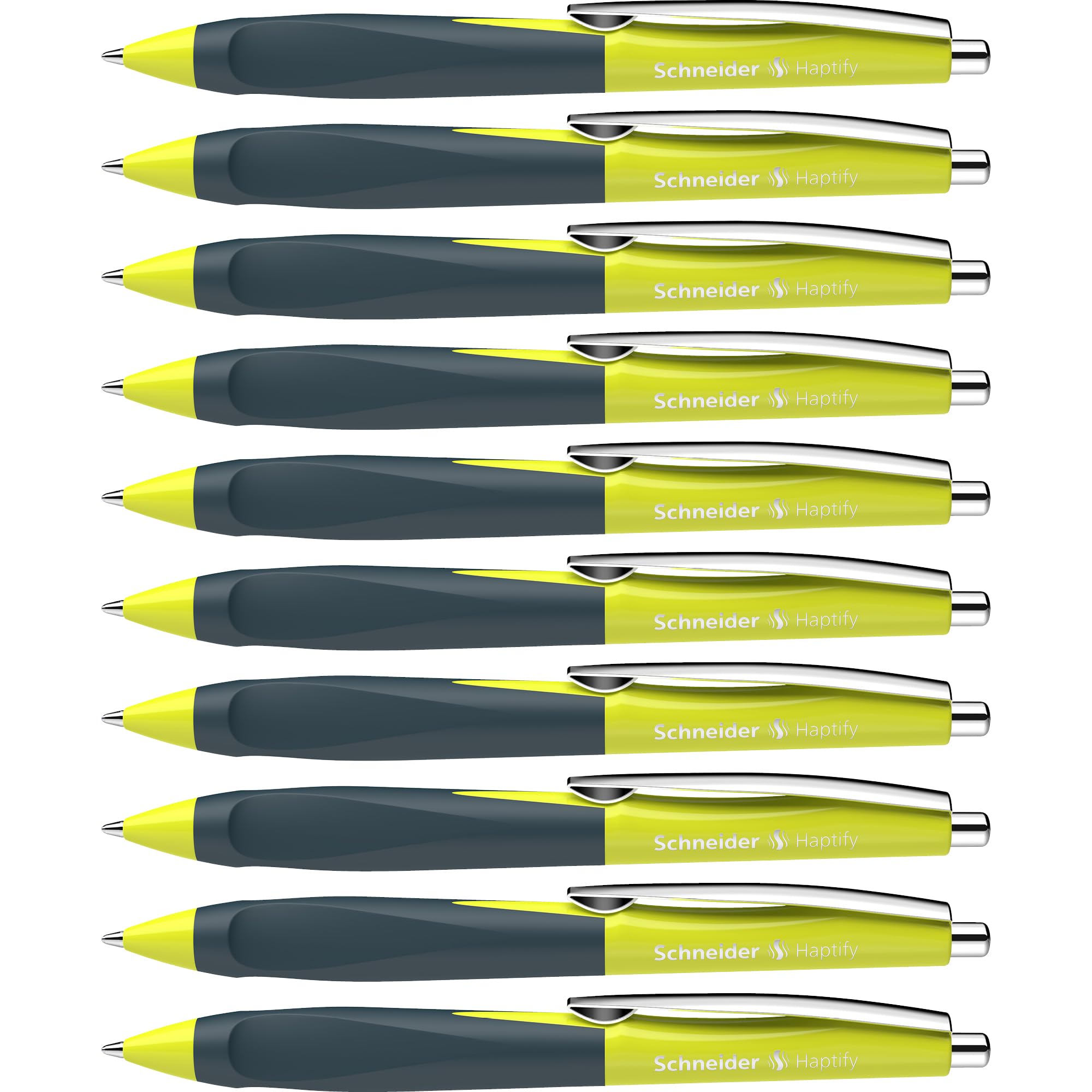 Schneider 135343 Haptify Kugelschreiber (Strichstärke M, Schreibfarbe: blau) 10er Pack, gelb-deep ocean