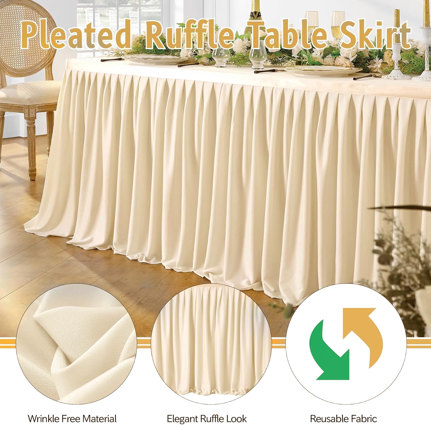 NSSONBEN Avorio Tutu Gonna da Tavolo Avorio Tulle Gonne da Tavolo per Feste Matrimoni Festa di Compleanno Bambino Doccia Decorazione 2Yard/6ft/L183cm*H77cm