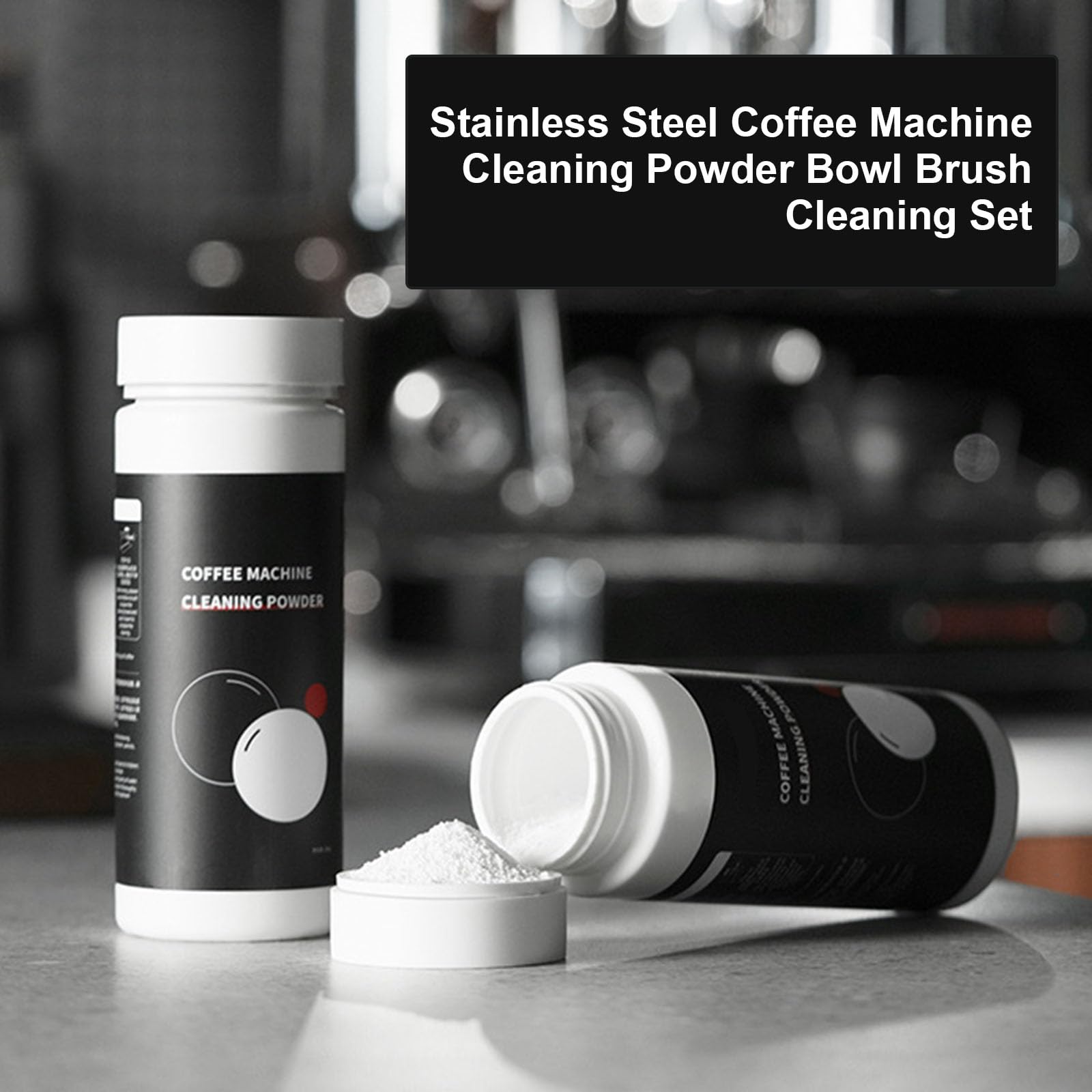 Ergonomischer Griff Kaffeemaschine Bürste und Pulverschale Espressokocher Reinigungswerkzeug für Zuhause Kaffeezubehör Espressomaschine Reiniger Werkzeug