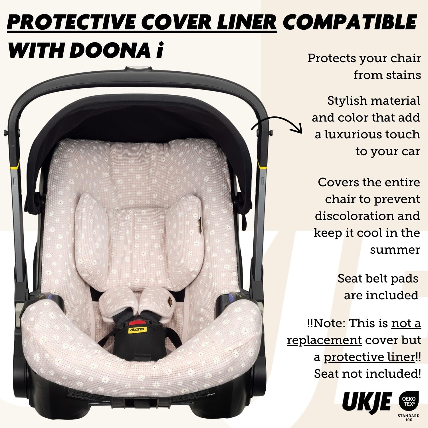 UKJEDoona Compatible Pushchair Cover Car Seat Cover Pram Protector  Insert Baby Accessories (Daisy)