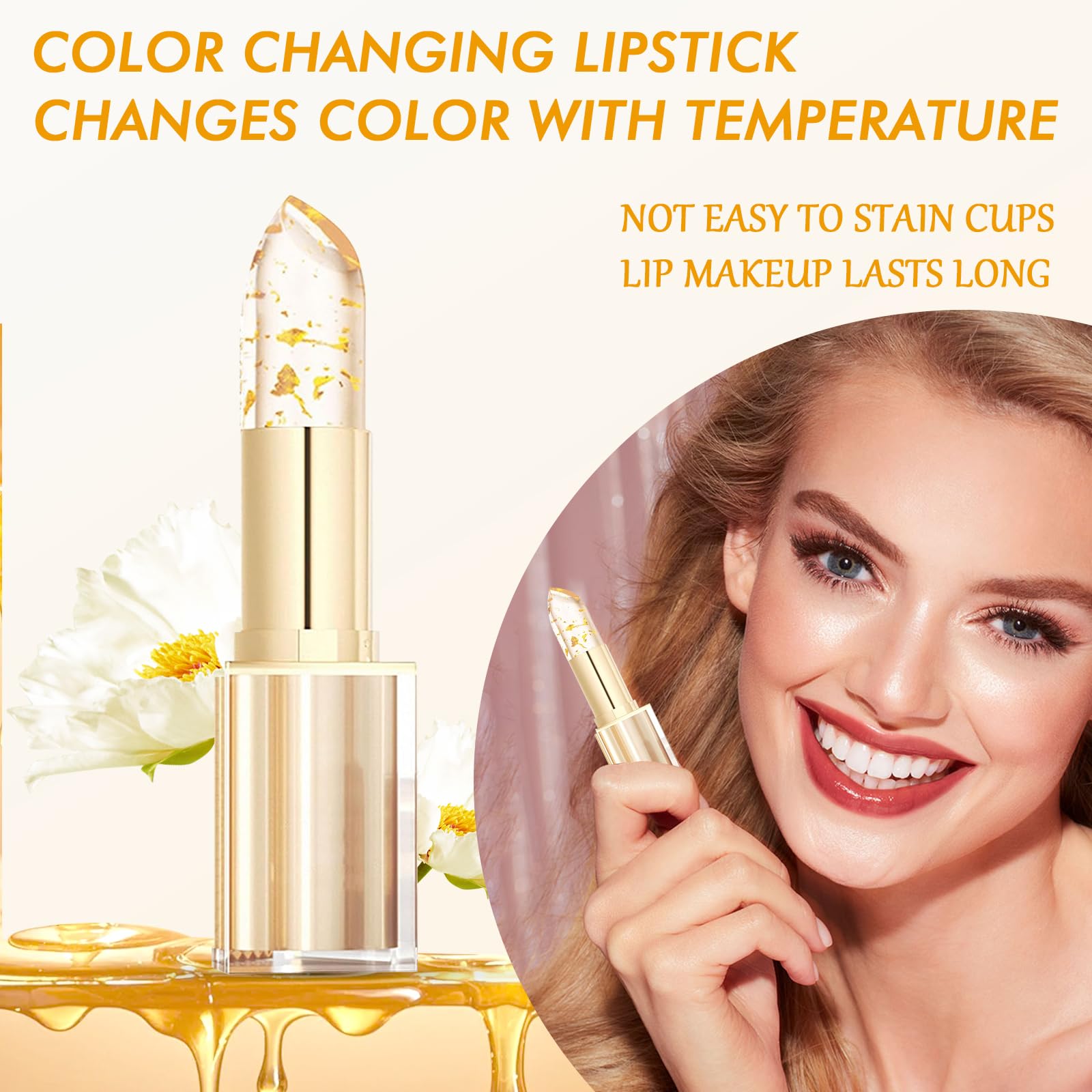 Transferproof Color Changing Lipstick with Gold Foil - Image 2