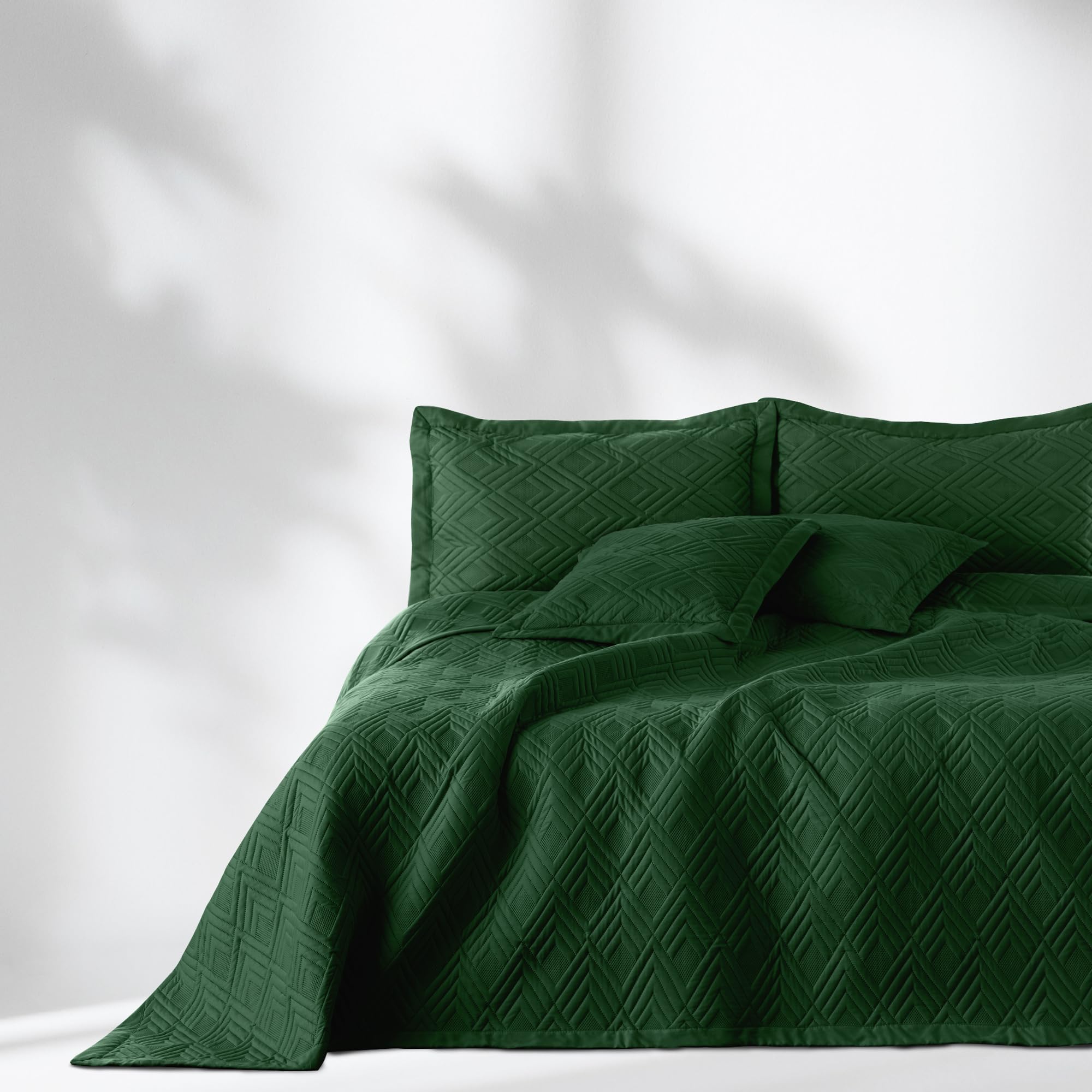 AmeliaHome Copriletto 240 x 260 cm double face Ultrasonic Trapuntatura Poliestere Ophelia Verde Scuro