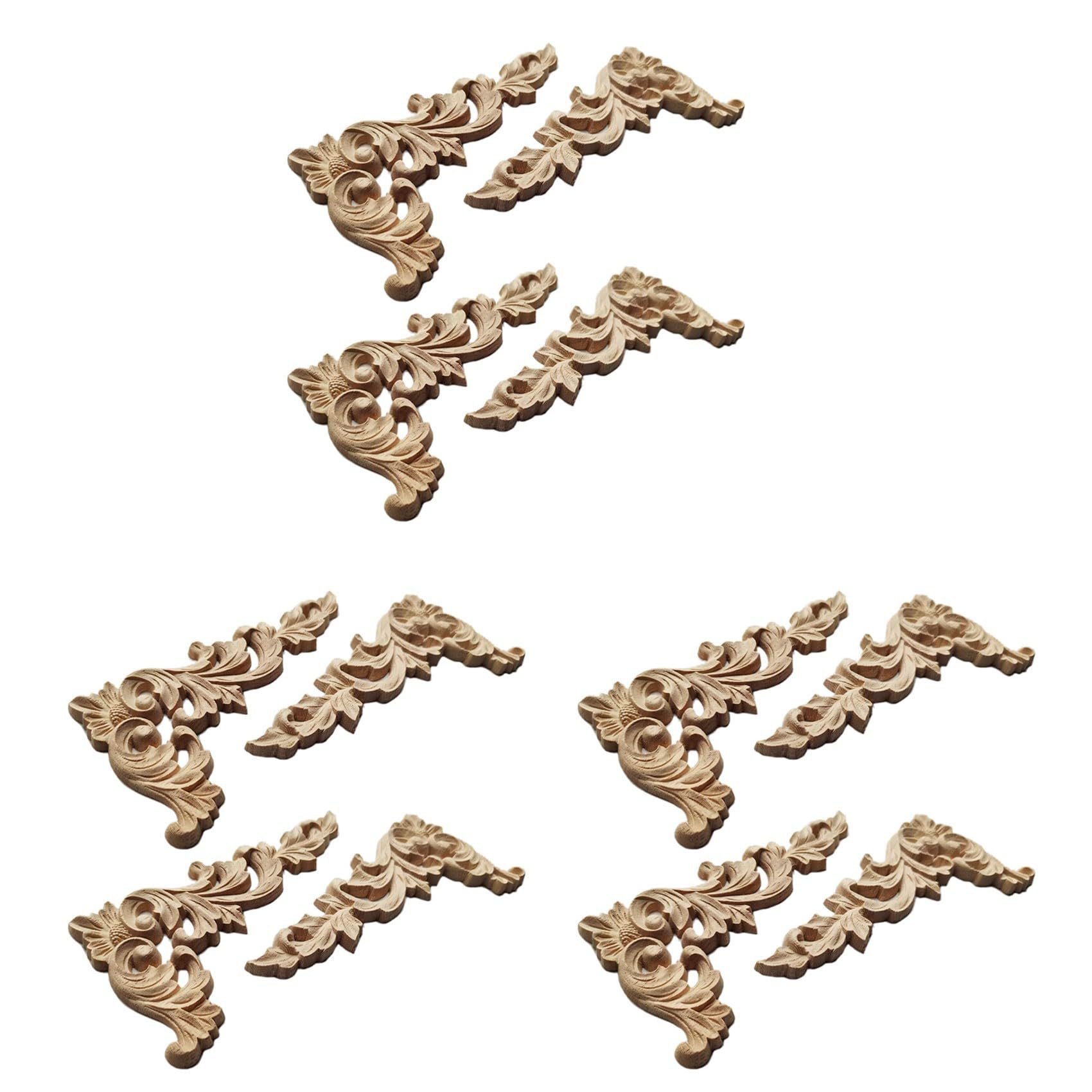Vjsujehgy 12Pcs Wood Carved Corner Onlay Applique Unpainted Frame Cupboard Cabinet Decal for Decoration A