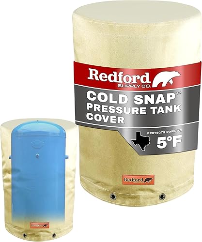 Redford Supply Co. Cold Snap (5F) Cubierta redonda de tanque de presión de agua personalizada con apertura de 3 vías, cubierta de tanque de agua