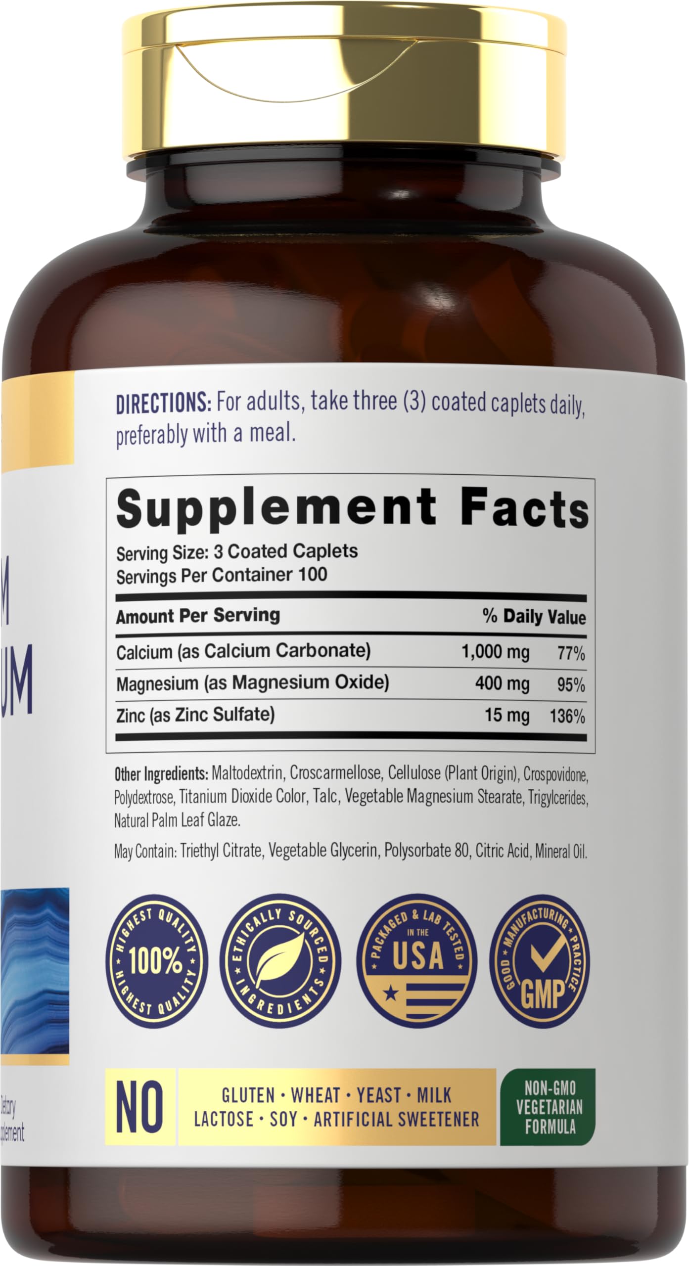 Carlyle Calcium Magnesium Zinc | 300 Caplets — Amazon image 2
