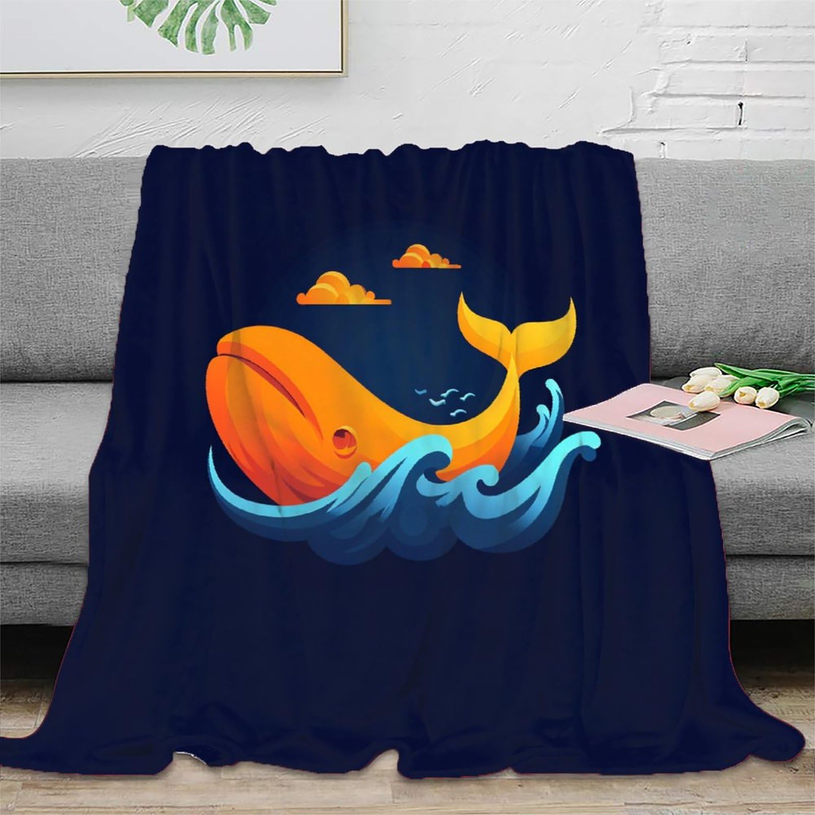 Couverture baleine en flanelle 200x230cm grand lit douce et chaude