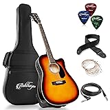 Ashthorpe Full-Size Cutaway Thinline Acoustic-Electric Guitar Package - Premium Tonewoods - Sunburst
