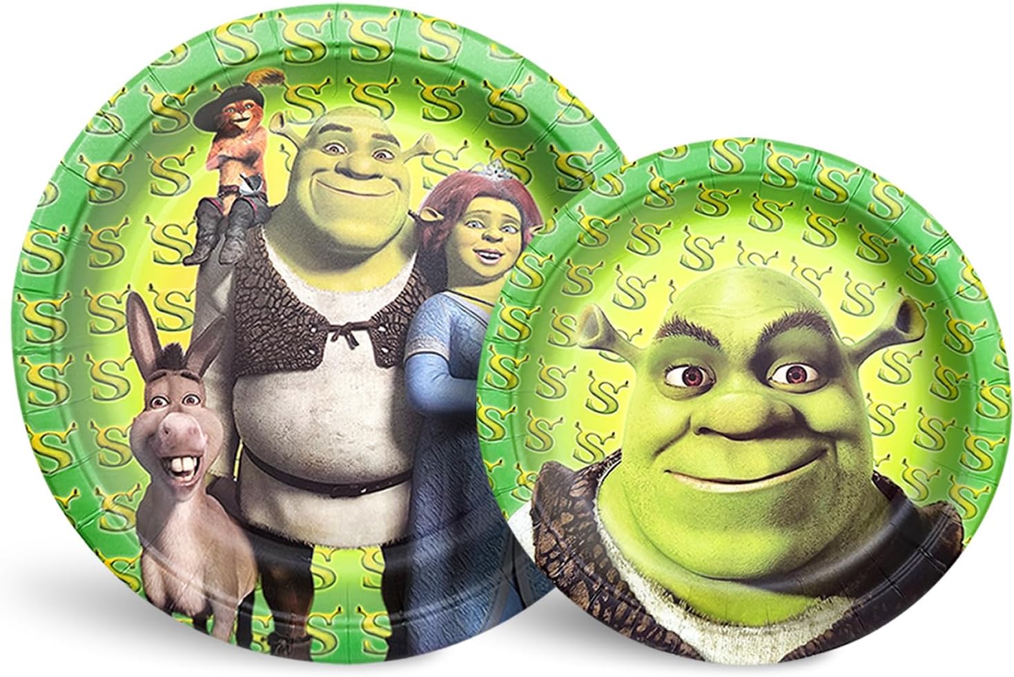 24 Shrek Birthday Disposable Plates, Birthday Party Supplies Decorations 9 Inch and 7 Inch