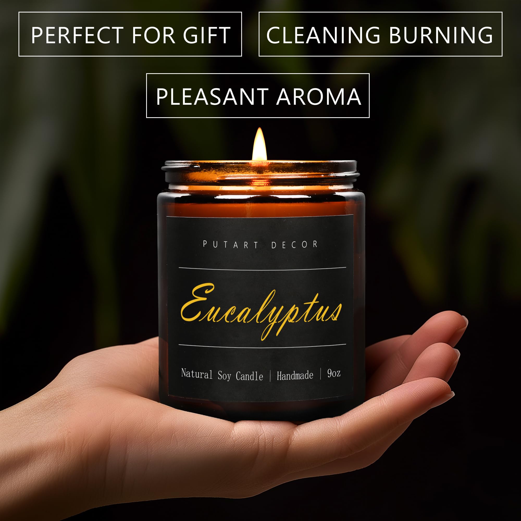 Velas de eucalipto y menta para el hogar, aromaterapia de soja natural, velas no tóxicas con fragancia de larga duración y combustión limpia, vela en tarro de lujo regalo para mujeres, hombres