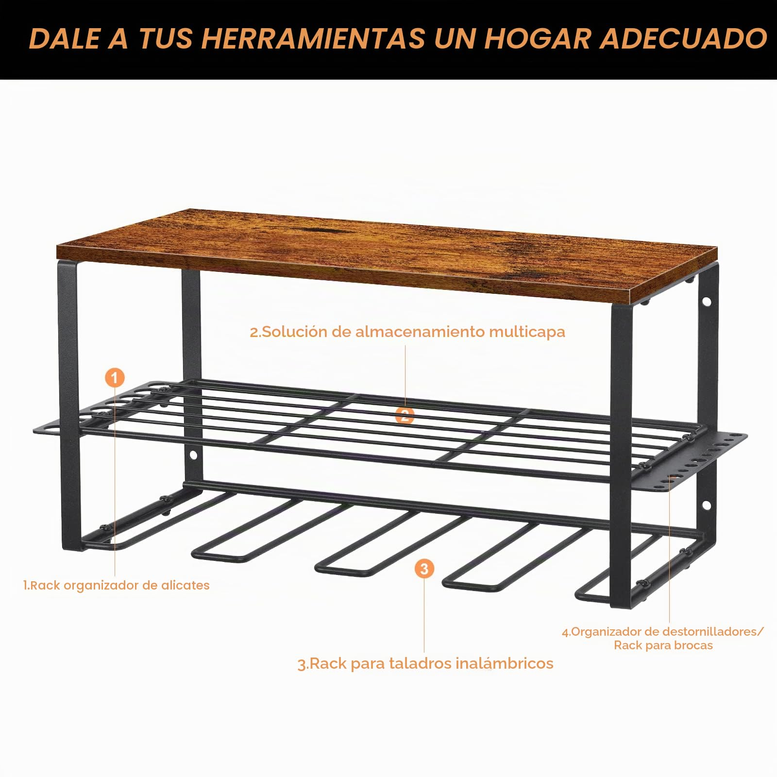 Nandae organizadores de herramientas eléctricas, organizadores de herramientas de garaje y almacenamiento, soporte de taladro para pared, estante de herramientas de metal resistente