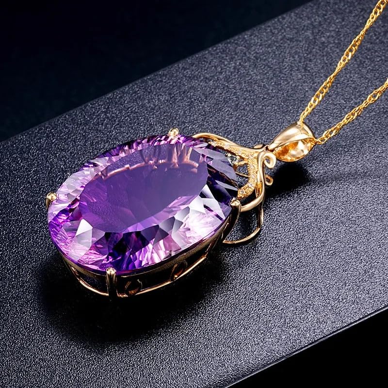 Collier en cristal améthyste ovale idéal pour une tenue de mariage