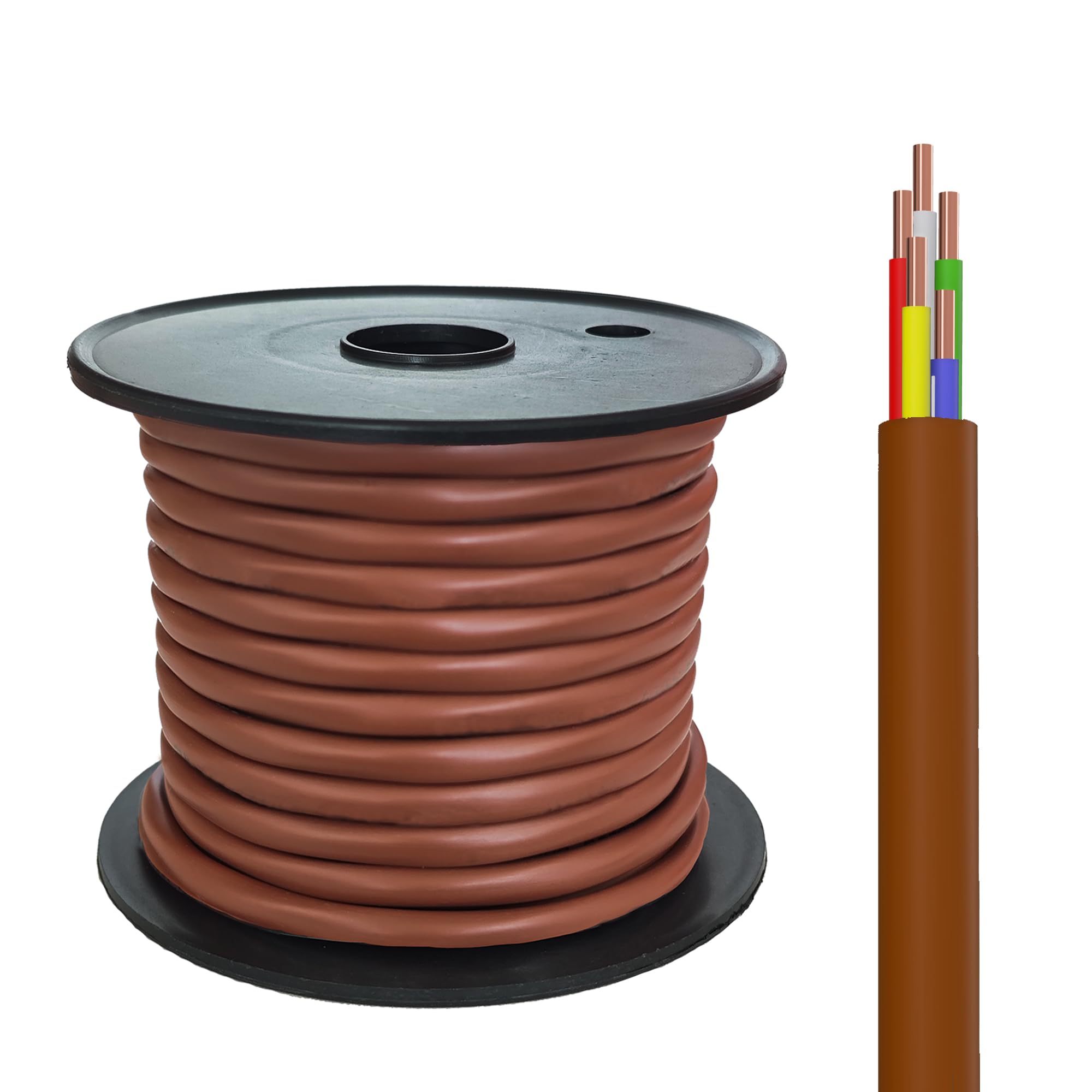 FRUDRIK Thermostat Wire - Solid Copper 18 Gauge - CL2 - Power Circuit Cable (18/5Brown, 100ft)