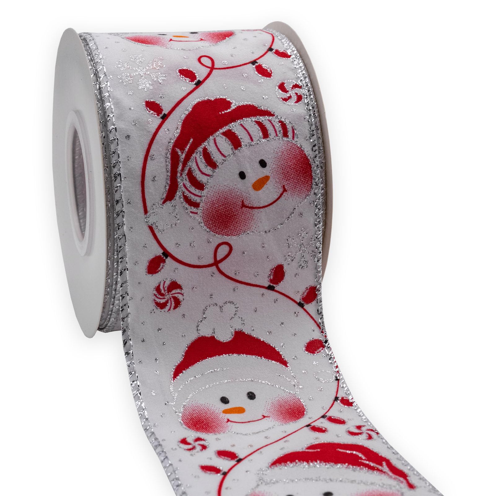 HATIANGE Christmas Wired Ribbon Snowman 6.3CM x 10 Meters, for Gift Wrapping DIY Christmas Tree Bows Wreaths Craft Decoration