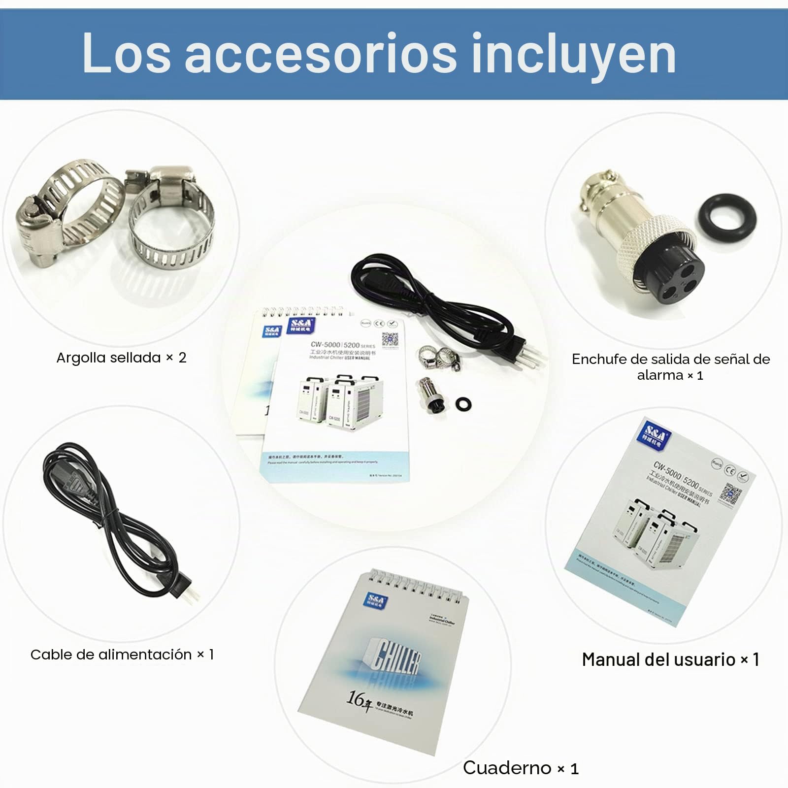 S&A CW-6200AN - Enfriador de agua industrial para tubo láser Co2 metal RF, tubo láser de vidrio Co2, husillo CNC, semiconductor, estado sólido, grabado láser de fibra